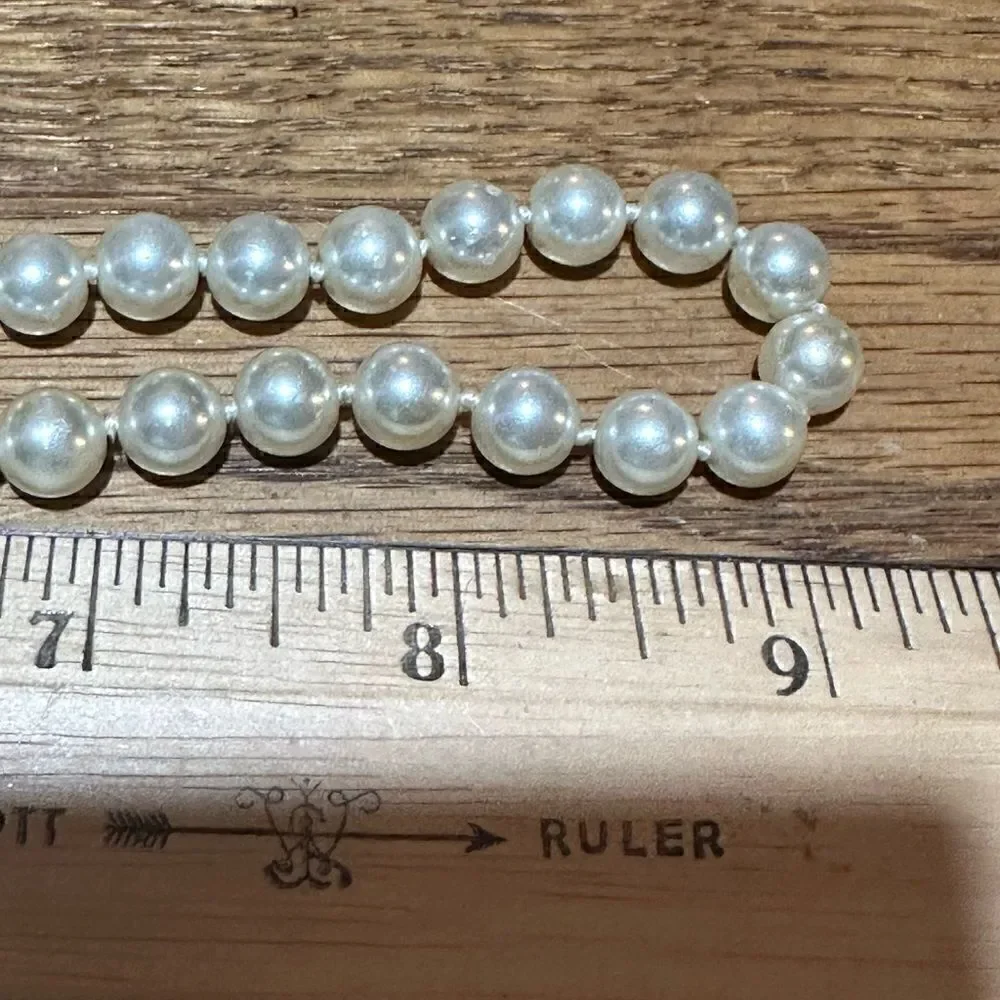 Vintage Set of Glass Pearls for 18” with Matching Vintage Clip on Earrings